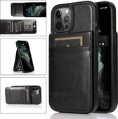 GSMNed – iPhone 11 – Leren telefoonhoes Zwart – Luxe iPhone 11 hoesje – pasjeshouder met sluiting – Portemonnee – Zwart