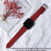 Rood kunst Lederen horloge Band geschikt voor Apple Watch 1, 2, 3, 4, 5, 6, 7, 8, SE & Nike+, 38mm & 40mm "Vrouwenbreedte" Series - Maat: zie maatfoto - kunst Leer - Leder - Leren Smartwatchbandje - Red