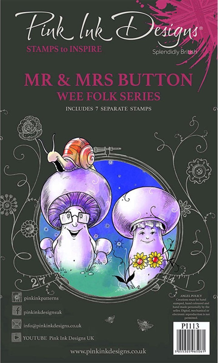 Pink Ink Designs Clear stamp - Mr. & Mrs. Button - A6 - Set van 7
