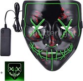 Halloween Purge Masker - Groen - LED - 3 standen - Verkleedmasker - DJ Masker - MASKER MET LED VERLICHTING - Party Masker - Halloween Masker - Led Verlichting - Vendetta Purge Carn