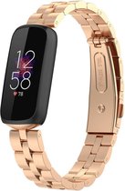 Stalen Smartwatch bandje - Geschikt voor  Fitbit Luxe stalen band - rosé goud - Strap-it Horlogeband / Polsband / Armband