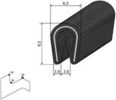 VRR - U-profiel - Klemprofiel rubber - randbescherming 1-2 mm - Per 5 , 10 of  50 meter