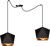 Hangende spinlamp met gouden binnenkant en diamantachtige kappen