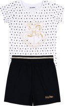 Set van witte polka dots blouse en zwarte Harry Potter shorts 6 jaar  116 cm