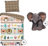 Bedtextielset Kids - Dekbedovertrek  Friends + Knuffel Olifant Vitali