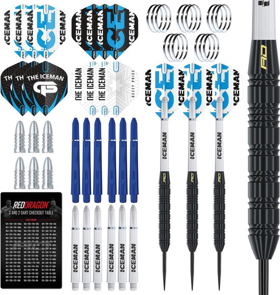 RED DRAGON - Gerwyn Price Iceman Ultimate Steeltip Brass Dartpijlen Set Professioneel - 22 gram van Red Dragon — afbeelding 5