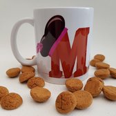 Mok of beker met de letter M - koffiemok, theebeker, persoonlijk cadeautje, sinterklaas, sint, piet, pietenmuts, sinterklaasfeest, pepernotenzakje