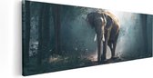 Artaza Canvas Schilderij Olifant In Het Bos Met Zonneschijn - 120x40 - Groot - Foto Op Canvas - Canvas Print