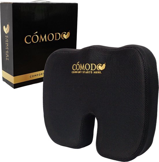 Cómodo-comfort® orthopedisch - ergonomisch zitkussen - stuitkussen - wigkussen - stoelkussen – auto / bureaustoel / stoel – traagschuim – inclusief gel