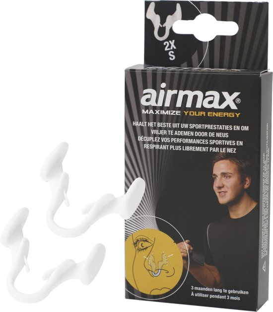 2 verpakkingen Airmax neusspreider Sport, haalt het beste uit uw sportprestaties en om vrijer te ademen door de neus, Small (S) 2 stuks.