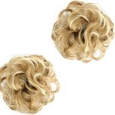 Messy hairbun haarstuk hair bun blond mix knotje 2 voor de prijs van 1