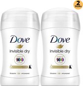 Dove Invisible Dry Deodorant Stick - Anti Transpirant Deo Stick met 0% Alcohol - 48 Uur Zweetbescherming - Deodorant Vrouw - 2-Pack