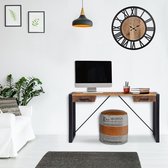 WOMO-DESIGN consoletafel naturel/zwart, 140x40 cm, met 2 laden, gemaakt van massief acaciahout en gepoedercoat metalen frame