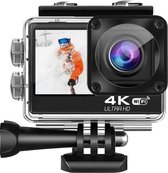 Zwarte Actie Camera  12MP 4k Ultra HD  + Extra acc
