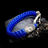 Paracord Armband met 925 Zilveren 3D Buddha Bedel (Spacer) van 12 gram Zilver, Stainless Steel (RVS) slot verstelbaar in 3 maten .