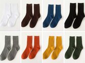 Dames Sokken - Heren Sokken - Set - 8 Paar - Roodoranje / Geel / Blauw / Groen / Bruin / Grijs / Zwart / Wit - Maat 37 - 43 - Casual - Comfortabel & Duurzaam