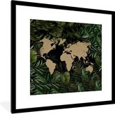 Fotolijst incl. Poster - Wereldkaart - Planten - Bladeren - 40x40 cm - Posterlijst