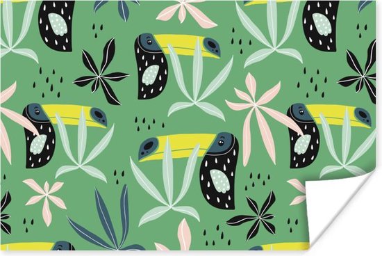 Poster Toekan - Bladeren - Jungle - 90x60 cm