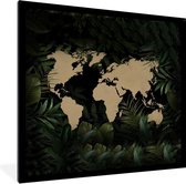 Fotolijst incl. Poster - Wereldkaart - Bloemen - Tropische planten - 40x40 cm - Posterlijst