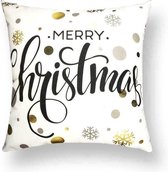 Kussenhoes Kerst - Merry Christmas Gold Black - Kussenhoes - Kerst - 45x45 cm - Sierkussen - Polyester