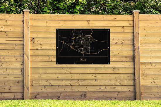 Affiche jardin - Toile jardin - Posters de jardin extérieur - Carte - Ede - Zwart - Or - 120x80 cm - Jardin