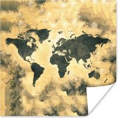 Muurdecoratie - Wereldkaart - Rook - Abstract - 50x50 cm - Poster