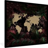 Fotolijst incl. Poster - Wereldkaart - Planten - Simpel - 40x40 cm - Posterlijst