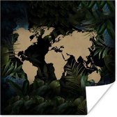 Poster Wereldkaart - Planten - Tropisch - 30x30 cm