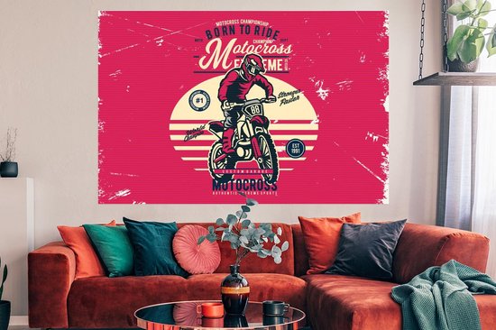 Poster Homme - Moto - Vintage - 180x120 cm XXL - Cadeau Vaderdag - Cadeau - Cadeau pour lui - Astuce - Homme
