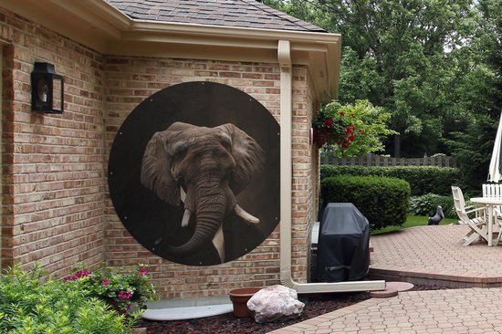 Garden Circle Portrait - Éléphant - Art - 150x150 cm - Affiche Ronde de Jardin - Extérieur
