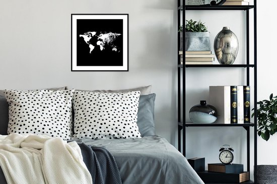 Affiche Zwart Wit - Wereldkaart - Lion - Zwart Wit - 40x40 cm