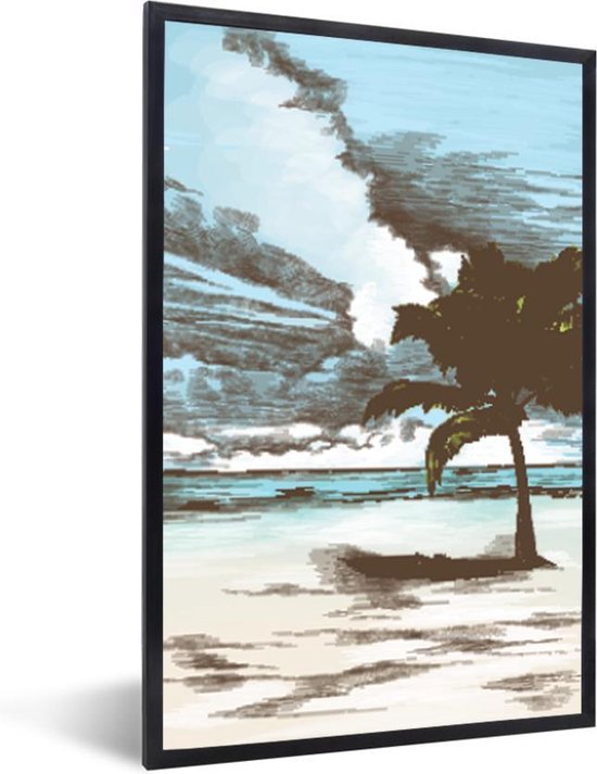 Cadre photo avec affiche - Palmier - Plage - Mer - 40x60 cm - Cadre pour affiche