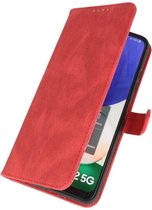 Rood vintage lederlook bookcase voor Samsung Galaxy A22 5G wallet hoesje