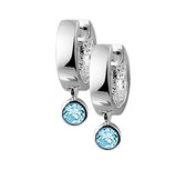 YO&NO - Oorbellen - Zilver - Oorringen - klap - Zirkonia - Blauw - 13mm - 5mm - Kinderen - Zilver 925