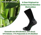 6 paires de Chaussettes de travail Antibacterieel en Bamboe | Taille 39-42