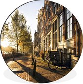 Cercle mural - Aluminium - Amsterdam - Vélo - Rue - ⌀ 90 cm