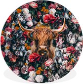 WallCircle - Wall Circle - Wall Circle Indoor - Vache - Fleurs - Marron - 140x140 cm - Décoration murale - Peintures Ronds