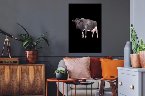 Stickers muraux - Film autocollant - Vache - Illustration - Zwart - 60x90 cm - Film adhésif - Stickers muraux Chambre d'enfant - Papier peint autocollant