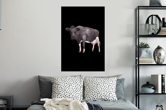 Stickers muraux - Film autocollant - Vache - Illustration - Zwart - 60x90 cm - Film adhésif - Stickers muraux Chambre d'enfant - Papier peint autocollant