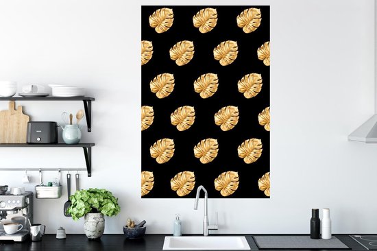 Stickers muraux - Feuille autocollante - Or - Monstera - Motif - 80x120 cm - Feuille adhésive - Stickers muraux chambre enfant - Papier peint autocollant - Papier peint autocollant - Feuille autocollante
