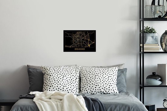 Muurstickers - Sticker Folie - Kaart - Apeldoorn - Goud - Zwart - 30x20 cm - Plakfolie - Muurstickers Kinderkamer - Zelfklevend Behang - Zelfklevend behangpapier - Stickerfolie