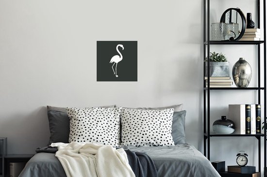 Muurstickers - Sticker Folie - Flamingo - Silhouette - Wit - 30x30 cm - Plakfolie - Muurstickers Kinderkamer - Zelfklevend Behang - Zelfklevend behangpapier - Stickerfolie