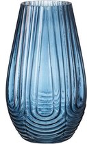 Vaas Aluma | Blauw | Glas | Light & Living | Reliëf | Blauw Glas | Bloemenvaas | Decoratie | Interieur Accessoire