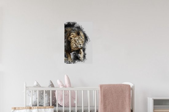 Stickers Stickers muraux - Illustration - Lion - Zwart - 20x30 cm - Film adhésif