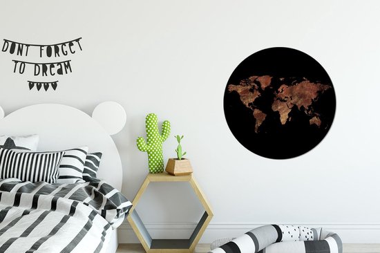 Wall Circle - Wall Circle Inside - Carte du Wereldkaart - Vintage - Marron - ⌀ 60 cm - Décoration murale - Peintures ronds