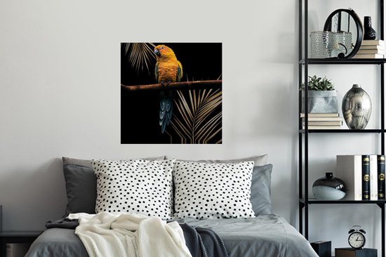 Muurstickers - Sticker Folie - Vogel - Papegaai - Tak - Varen - 50x50 cm - Plakfolie - Muurstickers Kinderkamer - Zelfklevend Behang - Zelfklevend behangpapier - Stickerfolie