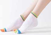 Yoga sokken met antislip - Wit met gekleurde tenen - maat 36 tot 40