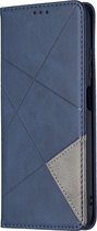 POCO M3 Pro Hoesje - Mobigear - Rhombus Slim Serie - Kunstlederen Bookcase - Blauw - Hoesje Geschikt Voor POCO M3 Pro