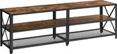 VASAGLE TV-kast, TV-tafel, lowboard voor TV tot 70 inch, TV-kast met rekken, stalen frame, TV-plank voor woonkamer, slaapkamer, vintage bruin-zwart LTV095B01