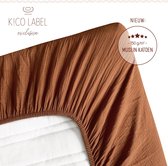 KiCo Label Premium Hoeslaken 40x80cm voor wieg kleur pecan | 100% mousseline katoen |Extra kwaliteit | OEKO-TEX certificeert